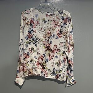 O'Neill Floral V-Neck Blouse in Cream and Multicolor